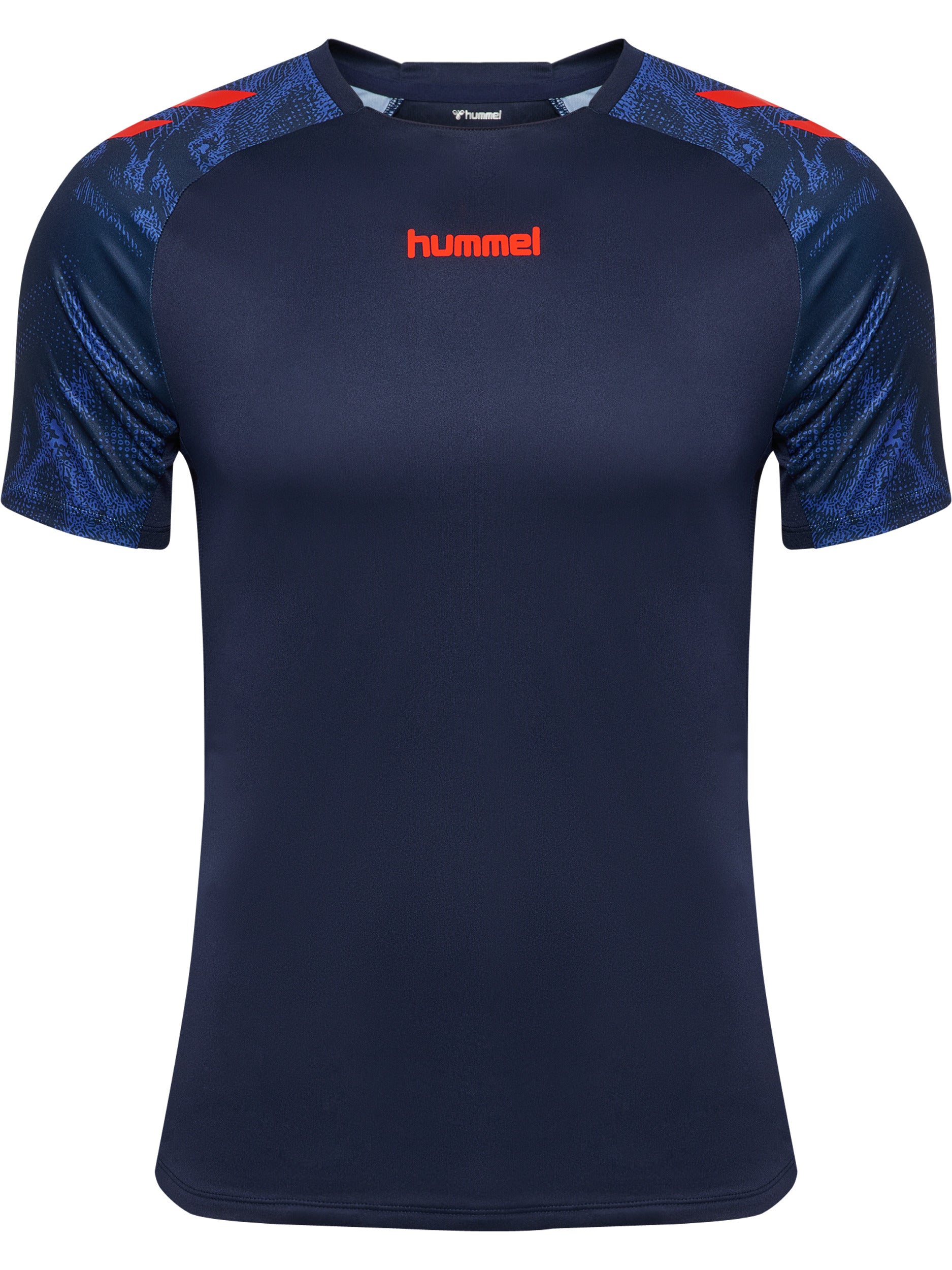 hmlBLAZE26 PRO TRAINING JERSEY S/S – MARINE/CHERRY TOMATO