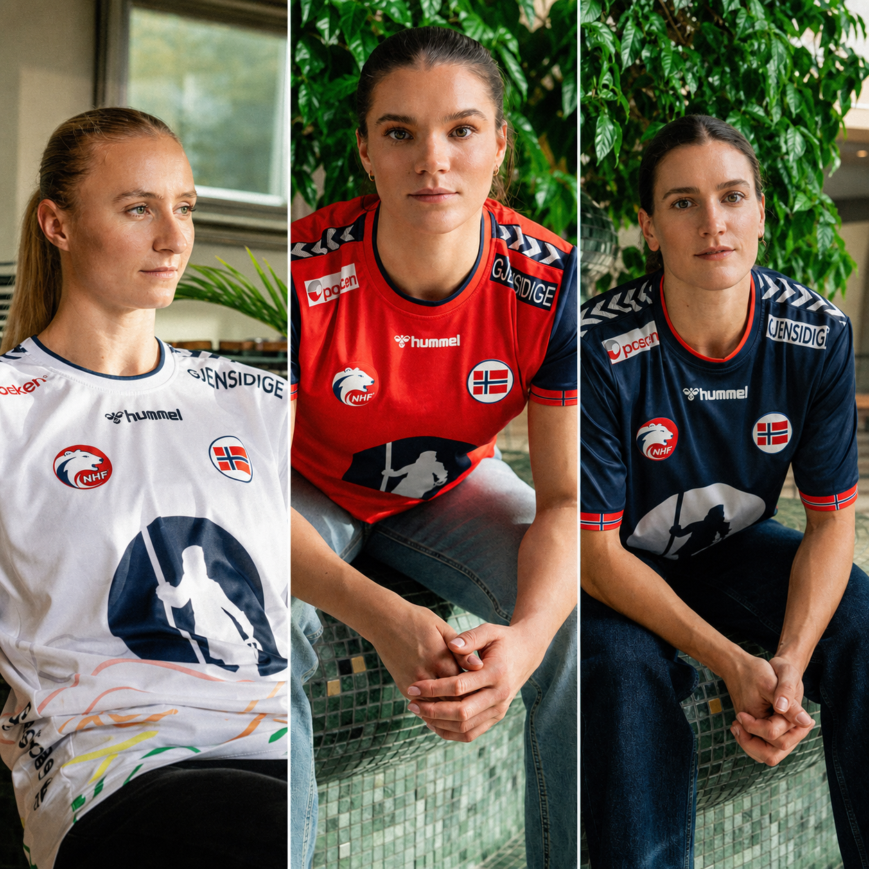 Kjøp Landslagsdrakt – Norges kvinnelandslag i hvit, rød og mørk drakt